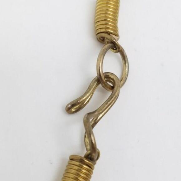 Artisan Contrast Brass Sun Disc Wood Bead Welded Boho Necklace Vintage - Picture 6 of 11